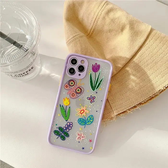iPhone 11 Pro 5.8inç Kamera Korumalı Çiçek Desenli Silikon Kılıf-(5775)
