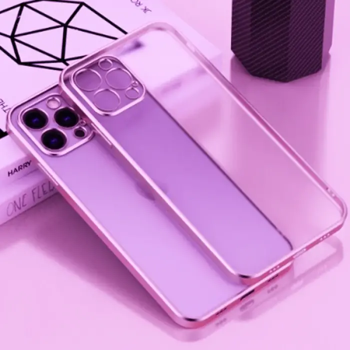 iPhone 11 Pro Max 6.5inç Renkli Kenar Şeffaf Kılıf Kamera Korumalı Kılıf-(5775)