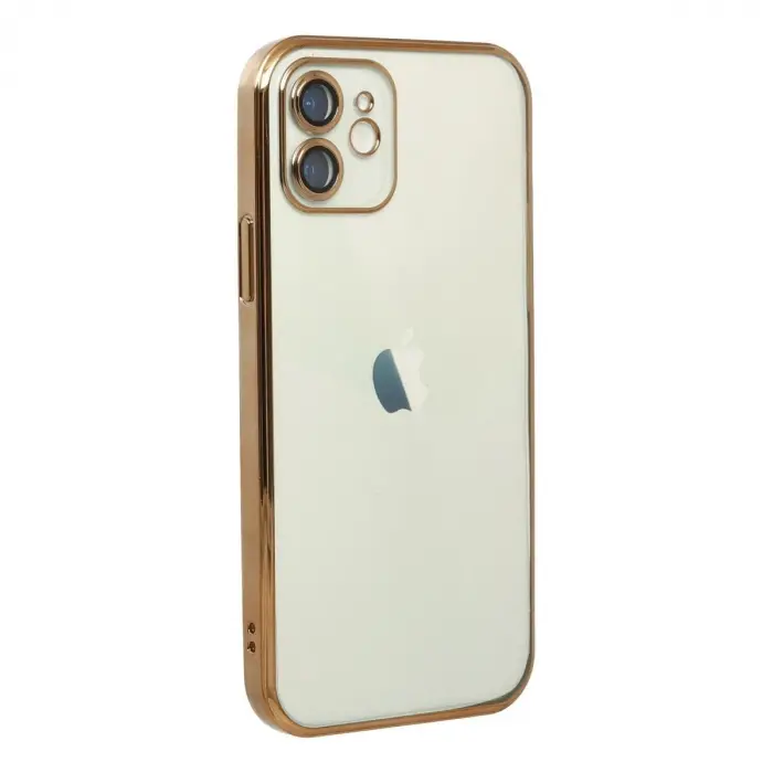 İphone 12 Kılıf  Lensli  - Gold