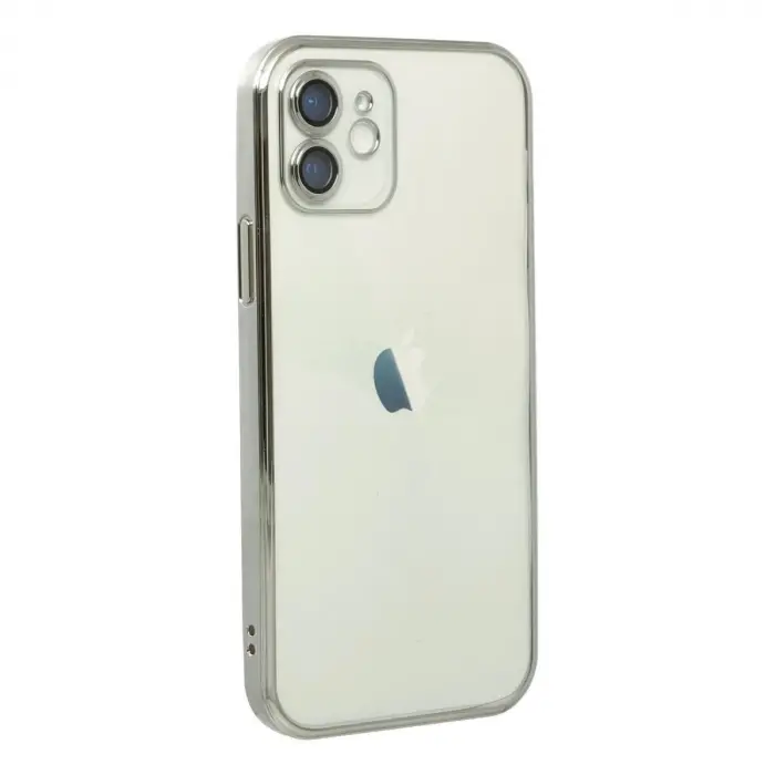İphone 12 Kılıf  Lensli  - Gümüş