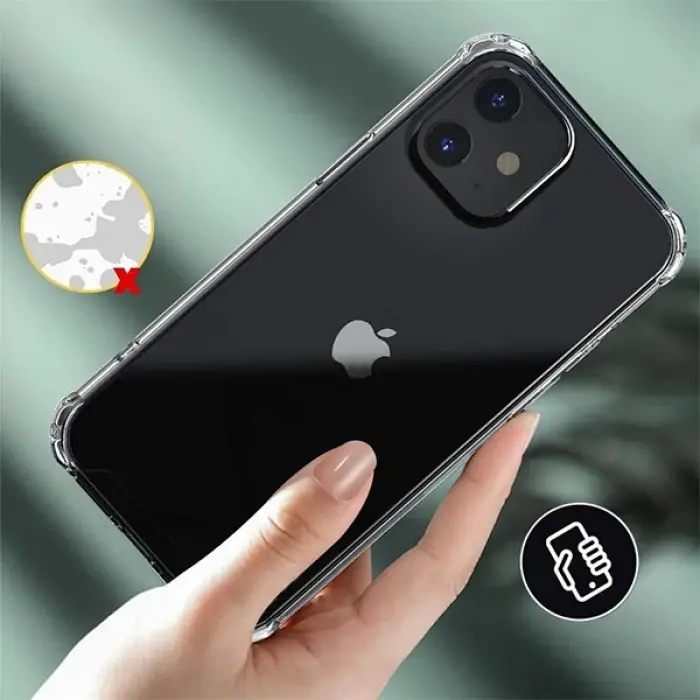 İPhone 12 Mini  5.4 Anti-Drop Silikon Kılıf Shockproof Şeffaf  kılıf-(5775)