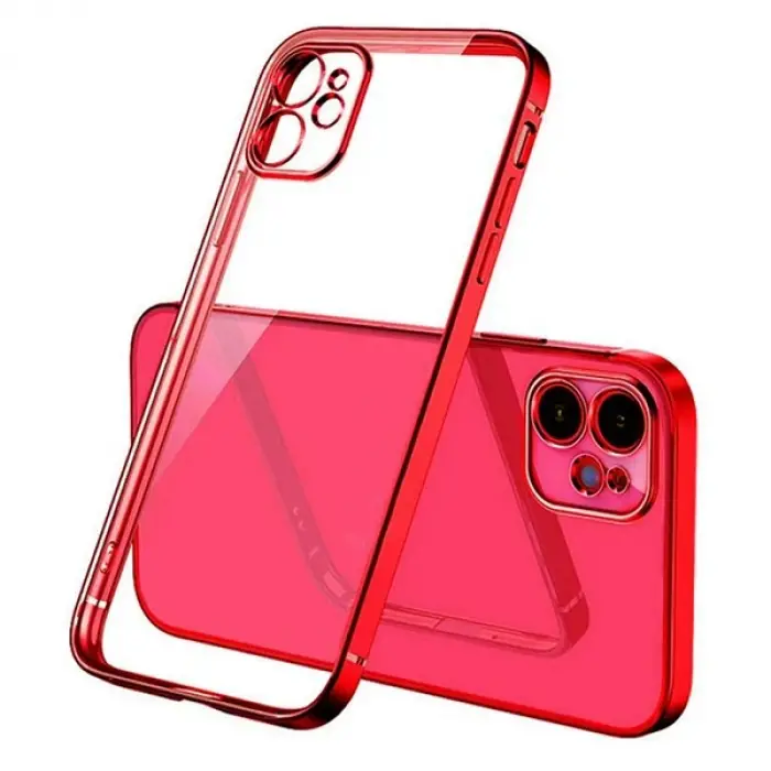 iPhone 12 Mini 5.4inç Renkli Kenar Şeffaf Kılıf Kamera Korumalı Kılıf-(5775)