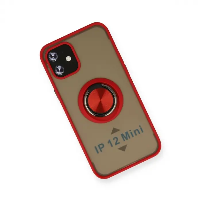 İphone 12 Mini Kılıf Montreal Yüzüklü  Kapak - Kırmızı