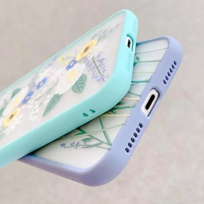 iPhone 12 Pro 6.1inç Kamera Korumalı Çiçek Desenli Silikon Kılıf-(5775)