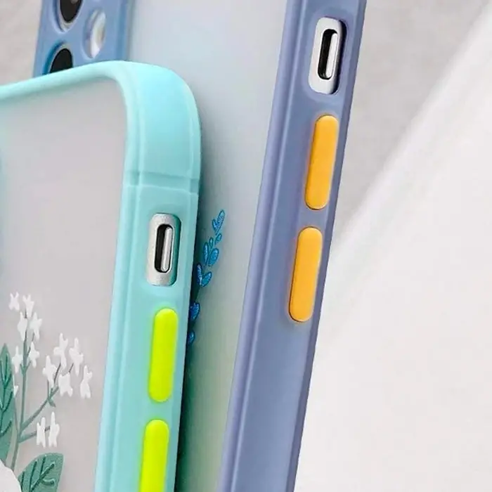 iPhone 12 Pro 6.1inç Kamera Korumalı Çiçek Desenli Silikon Kılıf-(5775)