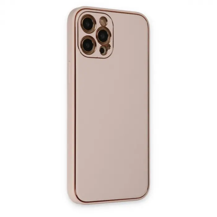 İphone 12 Pro Kılıf Co Deri  Kapak - Pudra