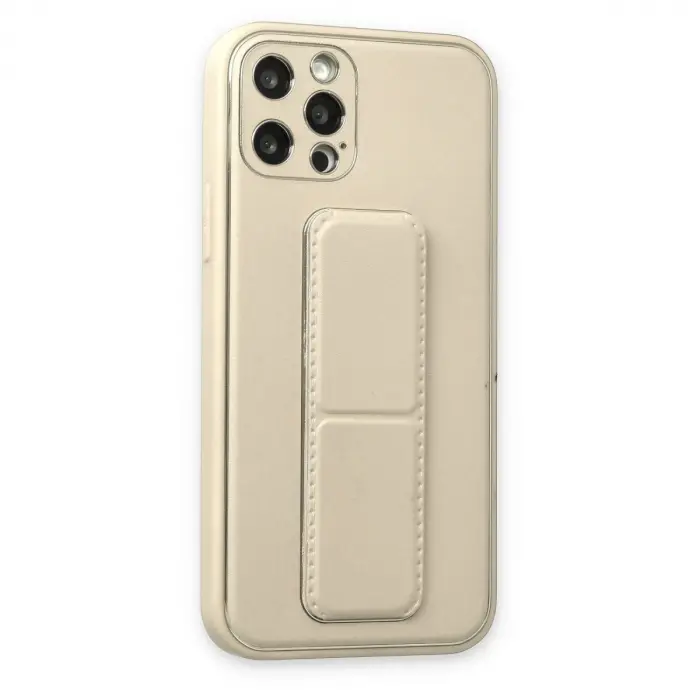 İphone 12 Pro Kılıf Co Deri Standlı Kapak - Beyaz