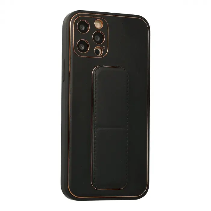 İphone 12 Pro Kılıf Co Deri Standlı Kapak - Siyah