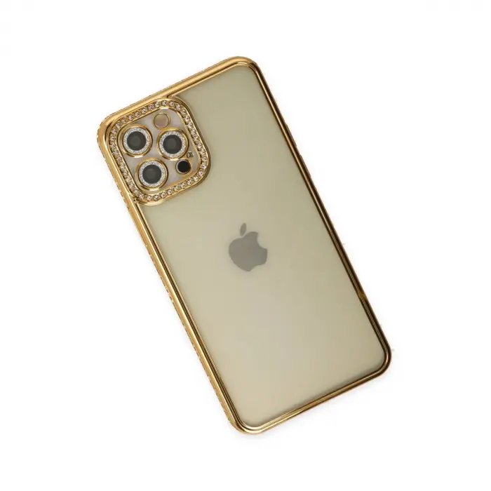 İphone 12 Pro Kılıf Joke Taşlı  - Gold