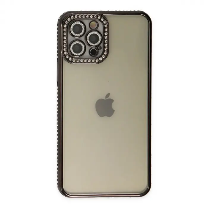 İphone 12 Pro Kılıf Joke Taşlı  - Siyah