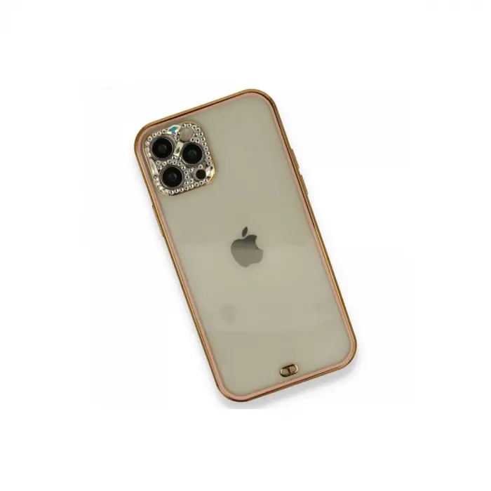 İphone 12 Pro Kılıf Liva Taşlı  - Pembe