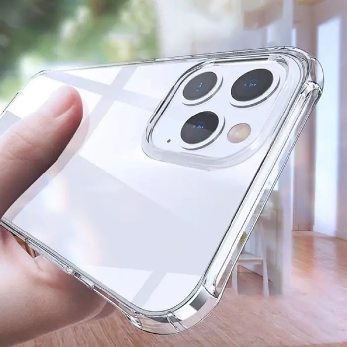 İPhone 12 Pro Max 6.7 Anti-Drop Silikon Kılıf Shockproof Şeffaf  kılıf-(5775)