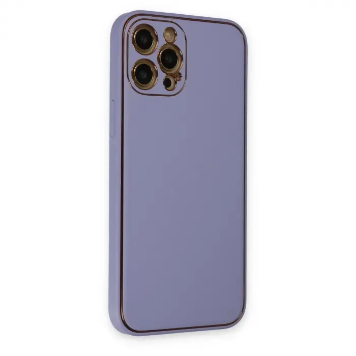 İphone 12 Pro Max Kılıf Co Deri  Kapak - Açık Lila