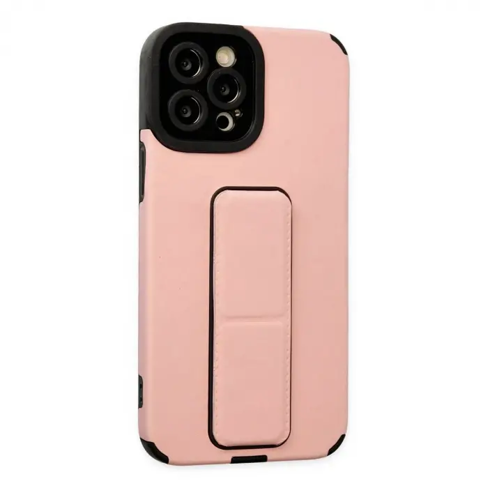 İphone 12 Pro Max Kılıf Mega Standlı  - Pudra