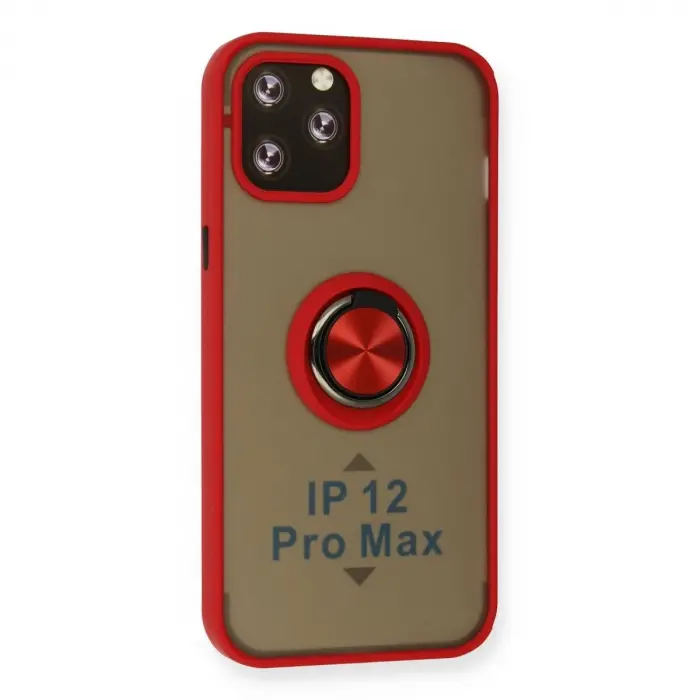 İphone 12 Pro Max Kılıf Montreal Yüzüklü  Kapak - Kırmızı