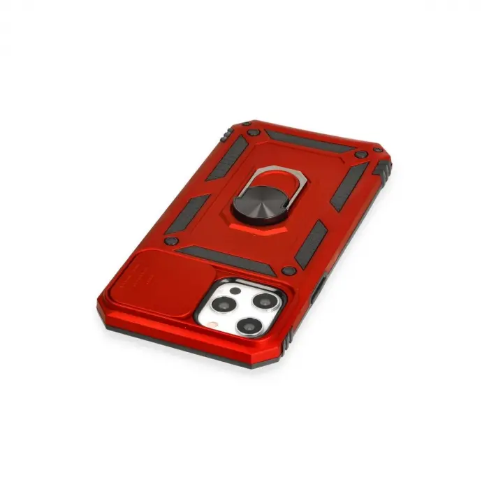 İphone 12 Pro Max Kılıf Pars Lens Yüzüklü  - Kırmızı