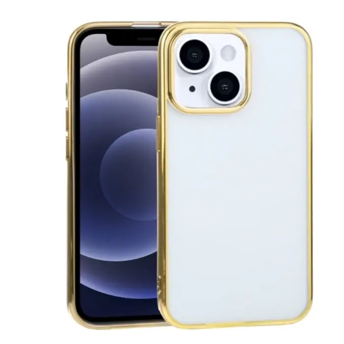 iPhone 13 6.1inç Lazer Kaplama Renkli Kenar Şeffaf Kılıf-(5775)