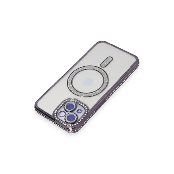 İphone 13 Kılıf Joke Simli Magneticsafe Kılıf - Derin Mor