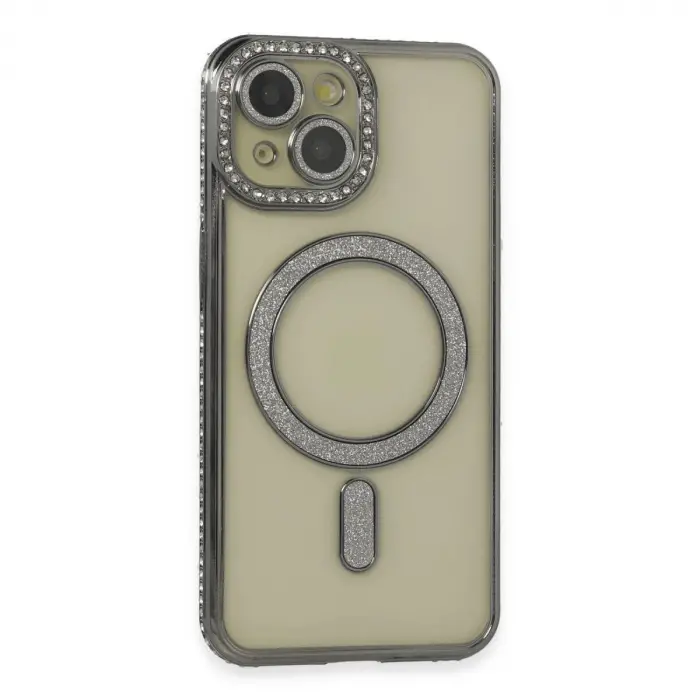 İphone 13 Kılıf Joke Simli Magneticsafe Kılıf - Gri