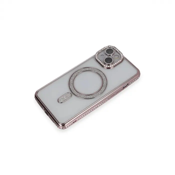 İphone 13 Kılıf Joke Simli Magneticsafe Kılıf - Pembe