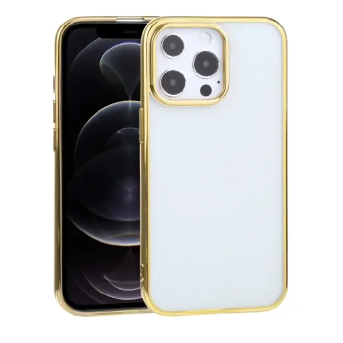 iPhone 13 Pro Max 6.7inç  Lazer Kaplama Renkli Kenar Şeffaf Kılıf-(5775)