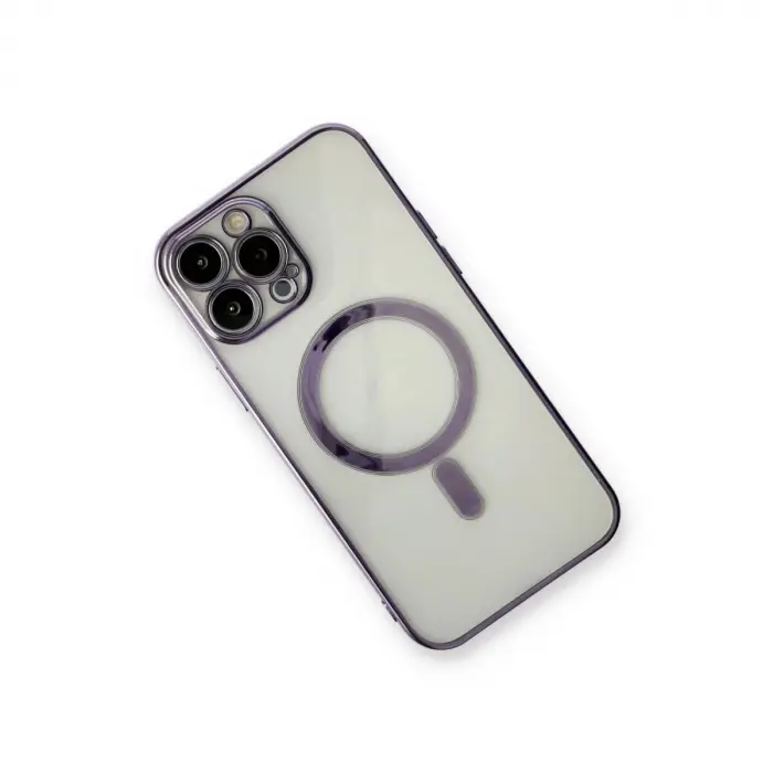 İphone 13 Pro Max Kılıf Magneticsafe Lazer  - Mor