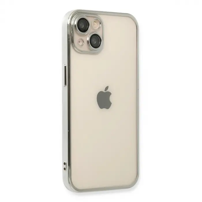İphone 14 Plus Kılıf  Lensli  - Gümüş