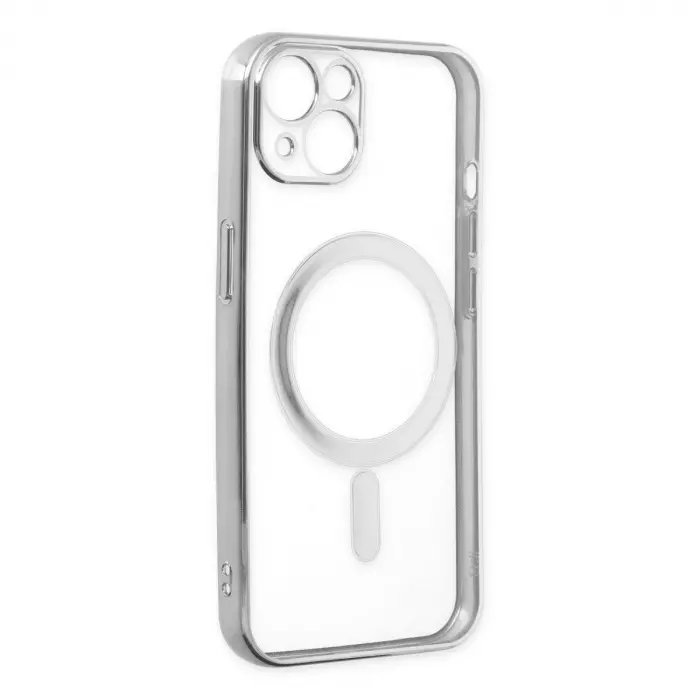 İphone 14 Plus Kılıf Magneticsafe Lazer  - Gümüş