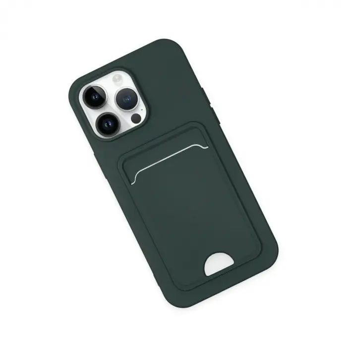 İphone 14 Pro Kılıf Kelvin Kartvizitli  - Koyu Yeşil
