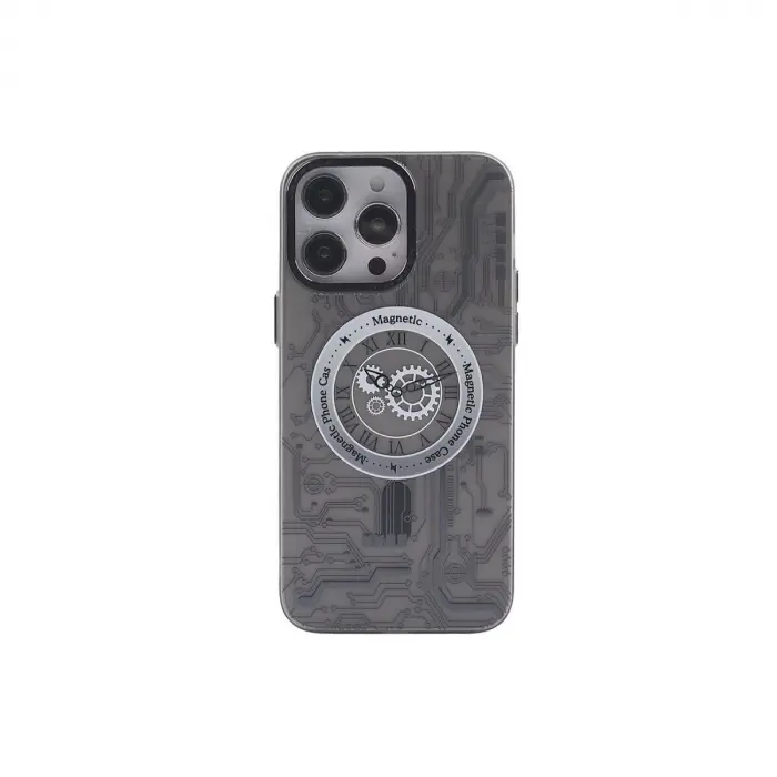İphone 14 Pro Max Kılıf llo Magneticsafe Desenli Kapak - llo Siyah - 1