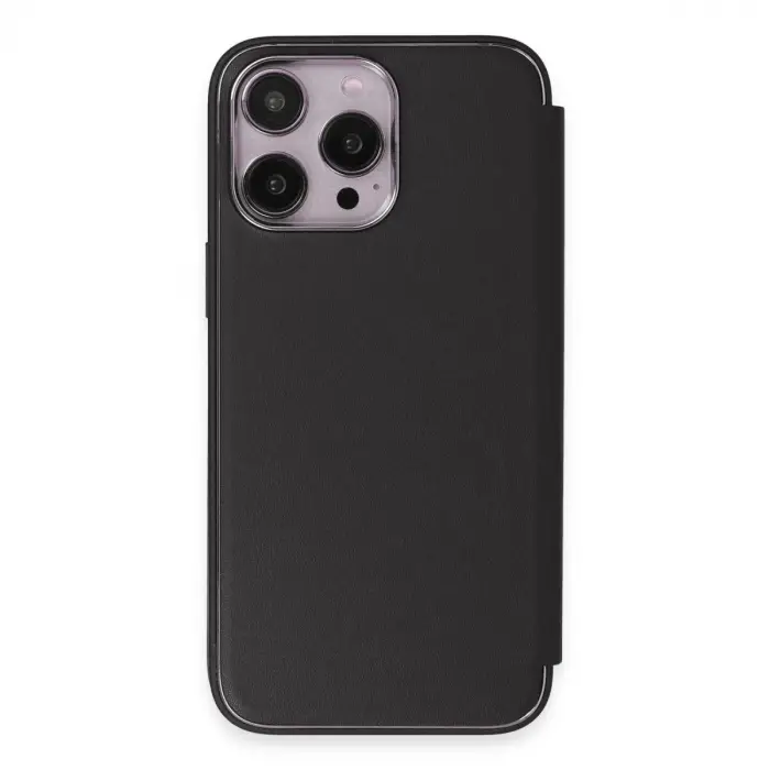 İphone 14 Pro Max Kılıf Dolpin Kapaklı - Siyah