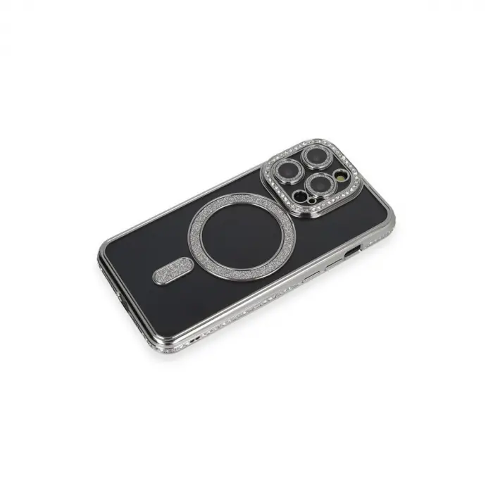 İphone 14 Pro Max Kılıf Joke Simli Magneticsafe Kılıf - Gri