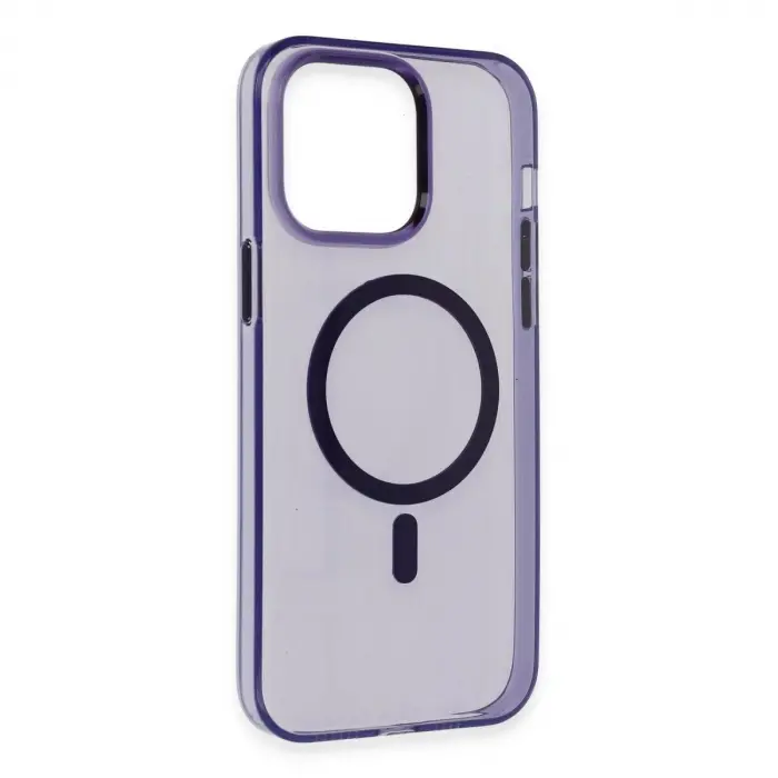 İphone 14 Pro Max Kılıf Tron Şeffaf Magsafe Kapak - Derin Mor