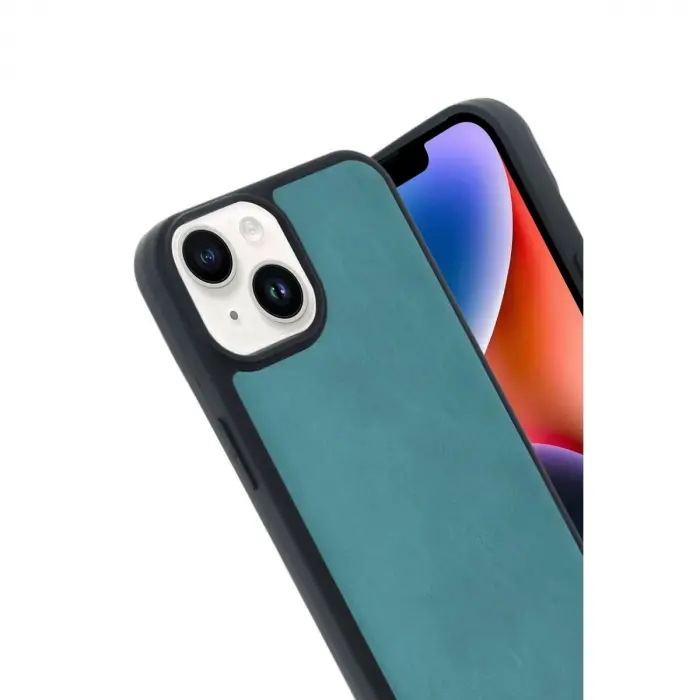 İphone 15 Kılıf Aras Deri Kapak - Açık Yeşil
