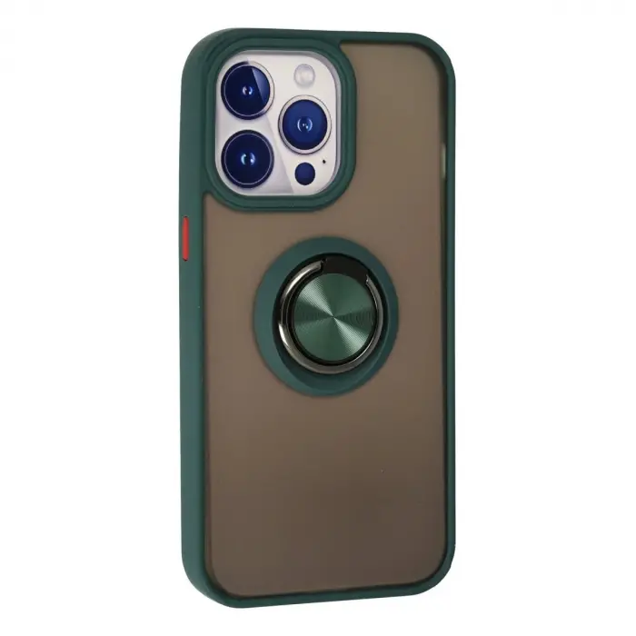 İphone 15 Pro Kılıf Montreal Yüzüklü  Kapak - Yeşil