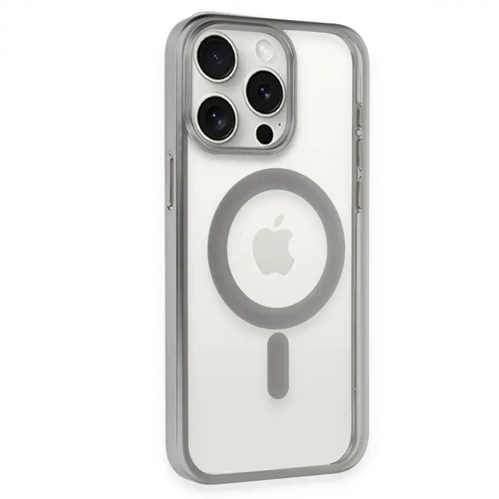 İphone 15 Pro Max Kılıf Erozi Magsafe Kapak - Gümüş