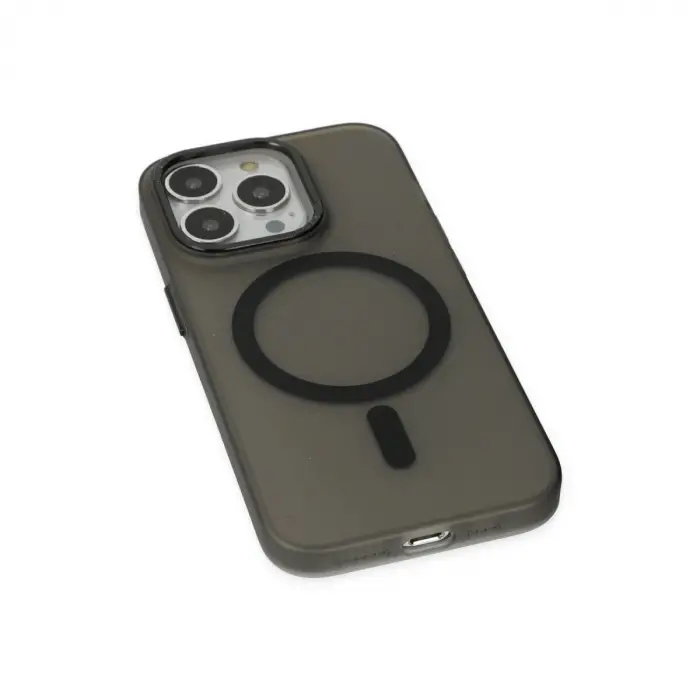 İphone 15 Pro Max Kılıf Lodos Magneticsafe Mat Kapak - Siyah