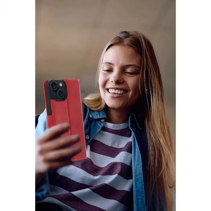 İphone 15 Trend S Plus Kapaklı Kılıf - Kırmızı
