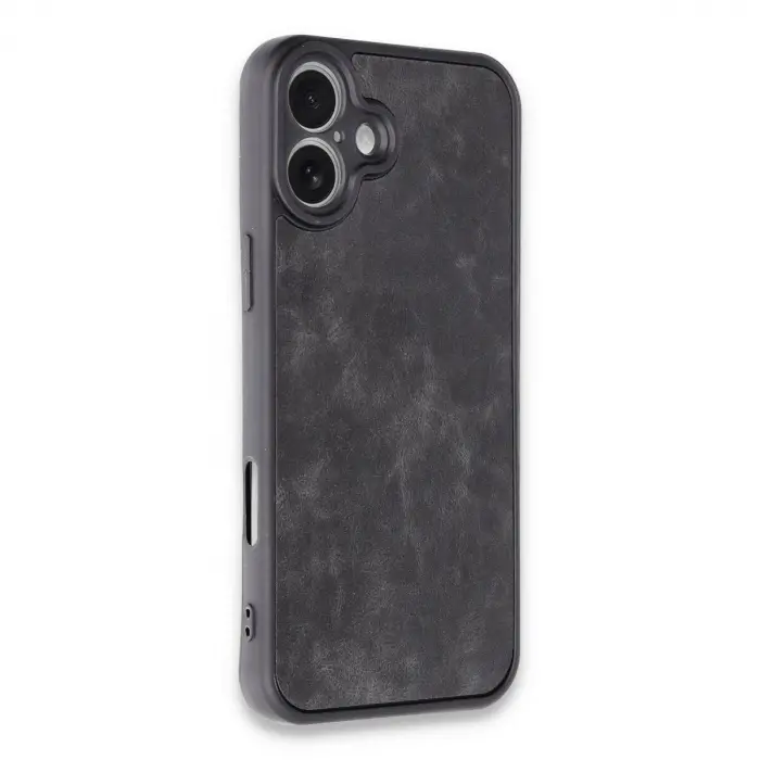 İphone 16 Plus Kılıf Aras Deri Kapak - Siyah