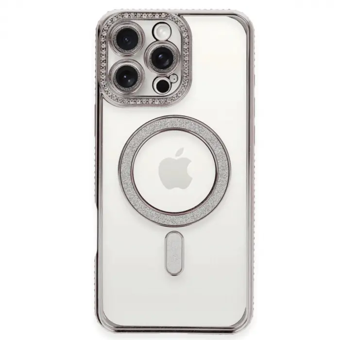İphone 16 Pro Kılıf Joke Simli Magneticsafe Kılıf - Pembe