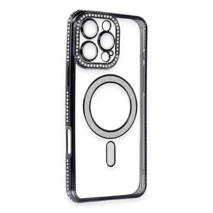 İphone 16 Pro Kılıf Joke Simli Magneticsafe Kılıf - Siyah