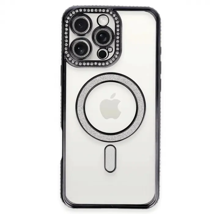 İphone 16 Pro Max Kılıf Joke Simli Magneticsafe Kılıf - Gri