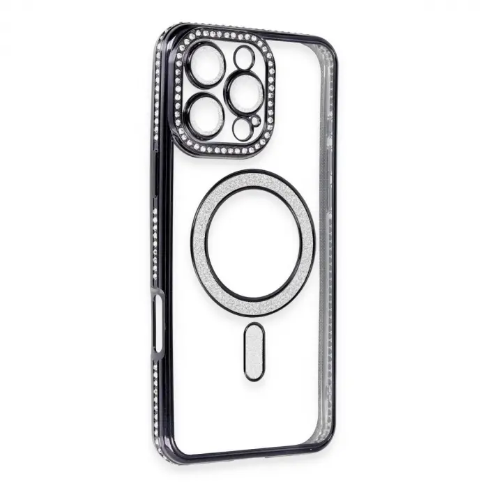İphone 16 Pro Max Kılıf Joke Simli Magneticsafe Kılıf - Gri