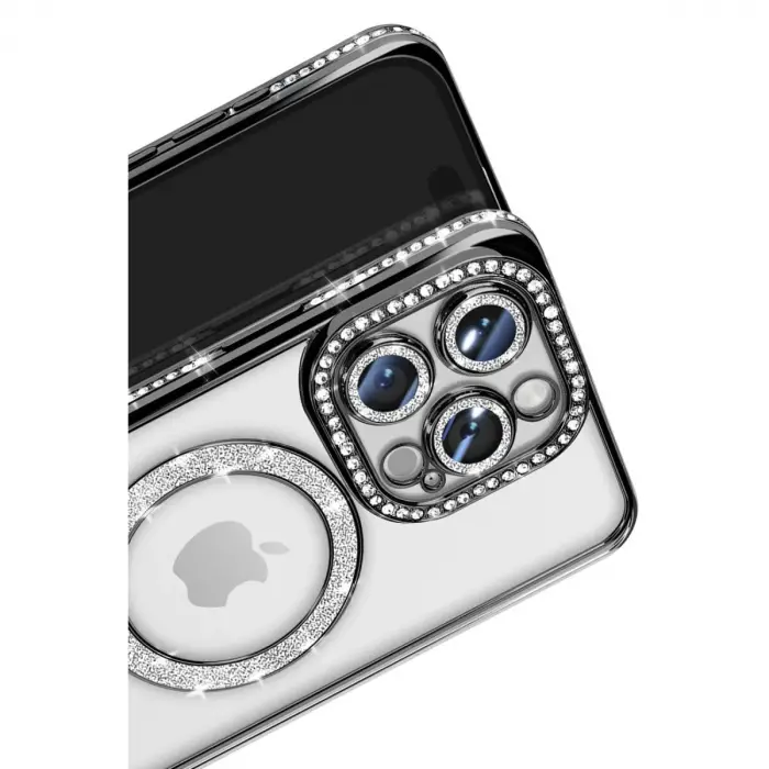 İphone 16 Pro Max Kılıf Joke Simli Magneticsafe Kılıf - Siyah
