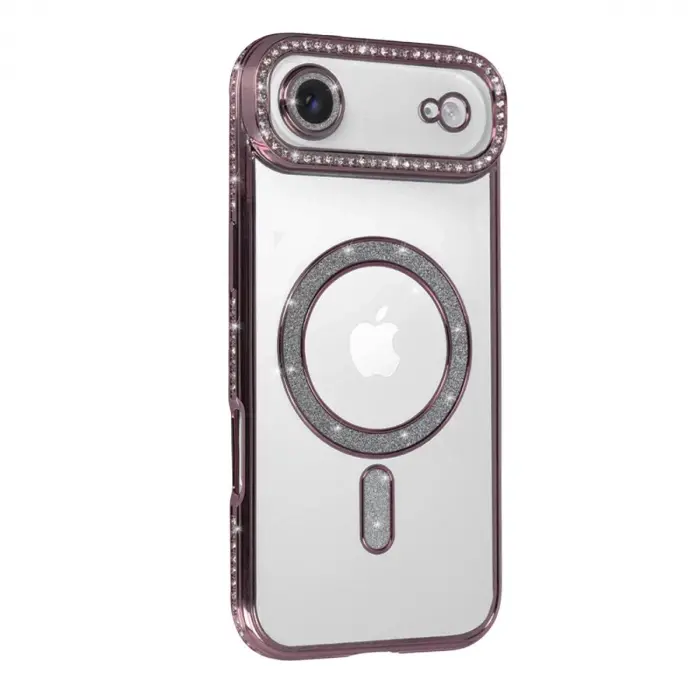 İphone 17 Air Joke Simli Magneticsafe Kılıf - Pembe