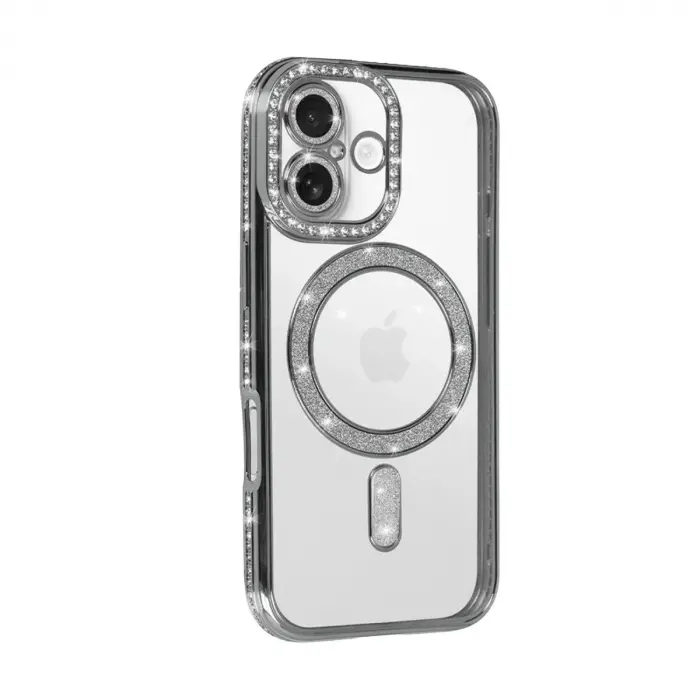 İphone 17 Joke Simli Magneticsafe Kılıf - Gümüş