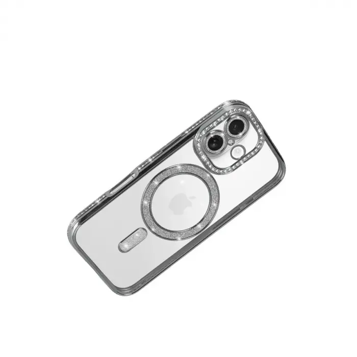 İphone 17 Joke Simli Magneticsafe Kılıf - Gümüş