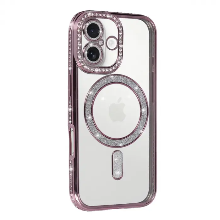 İphone 17 Joke Simli Magneticsafe Kılıf - Pembe
