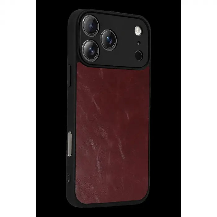 İphone 17 Pro Aras Deri Kapak - Bordo