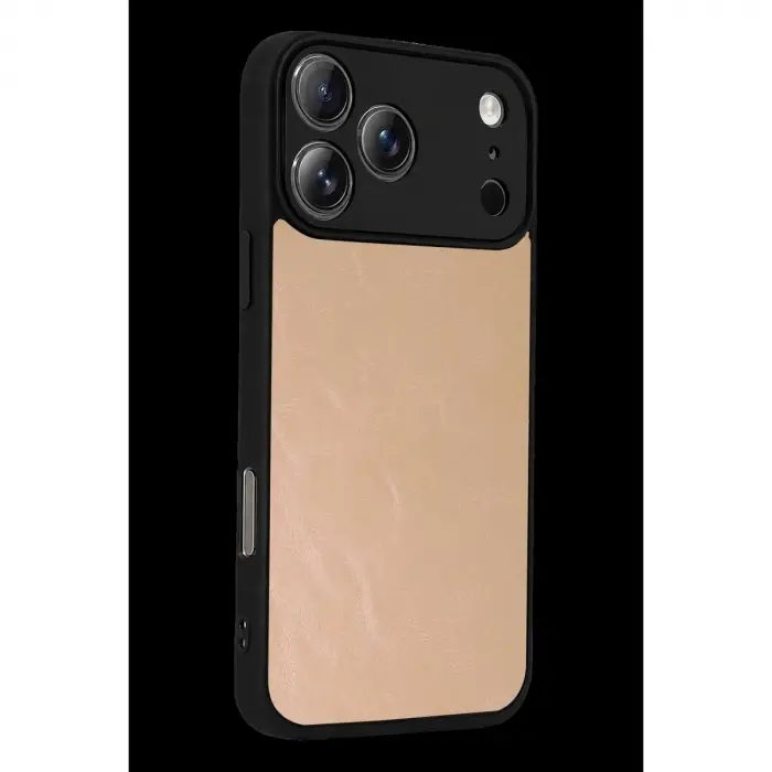 İphone 17 Pro Aras Deri Kapak - Pudra